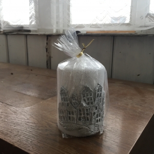 Svíčka vánoční čas válec bílý 7x10cm