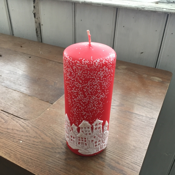 Svíčka vánoční čas válec červený 7x18cm