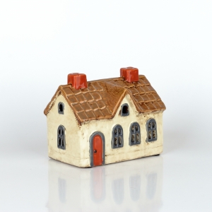 Svítící domeček krémový 13,5 x 11 x 9 cm