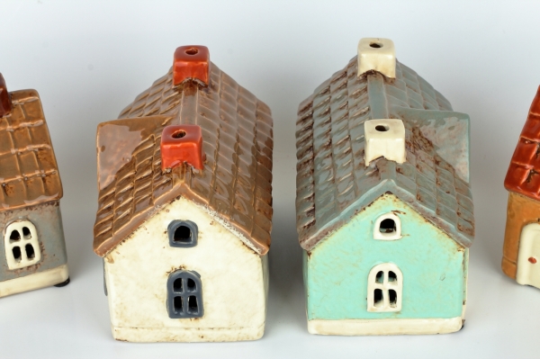 Svítící domeček krémový 13,5 x 11 x 9 cm