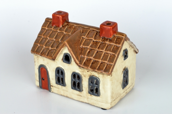 Svítící domeček krémový 13,5 x 11 x 9 cm