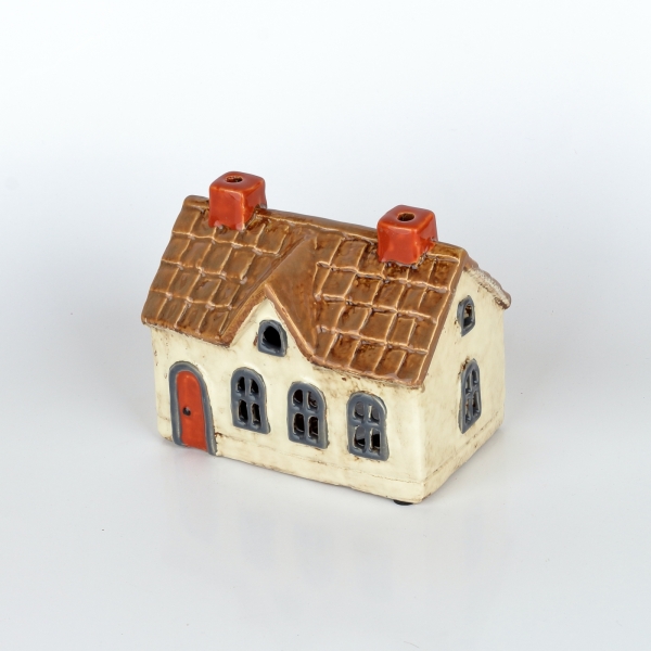 Svítící domeček krémový 13,5 x 11 x 9 cm