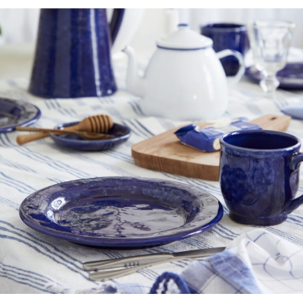Talíř dezertní ABBEY modrý průměr 23 cm keramický