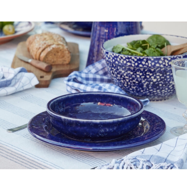 Talíř mělký ABBEY modrý průměr 28 cm keramický