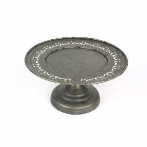 Talíř na dort/cukroví plechový - antik 25cm