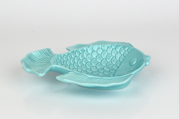 Talíř porcelánová ryba bledě modrá 18x15x3cm 
