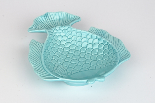 Talíř porcelánová ryba bledě modrá 18x15x3cm 