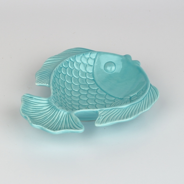 Talíř porcelánová ryba bledě modrá 18x15x3cm 