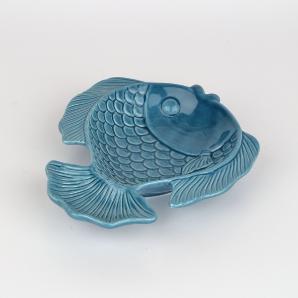 Talíř porcelánová ryba tmavě modrá 18x15x3cm