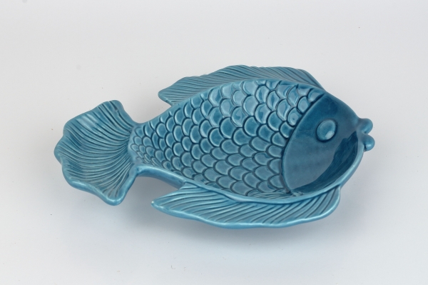 Talíř porcelánová ryba tmavě modrá 18x15x3cm