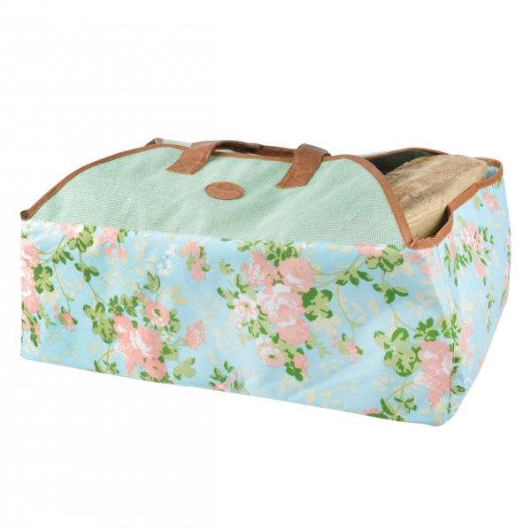 Taška na dřevo s potiskem růží 60,5 x 39 x 39 cm