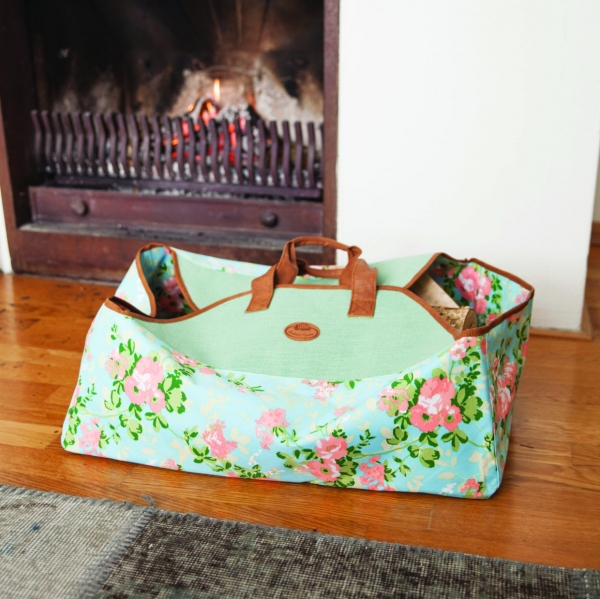 Taška na dřevo s potiskem růží 60,5 x 39 x 39 cm