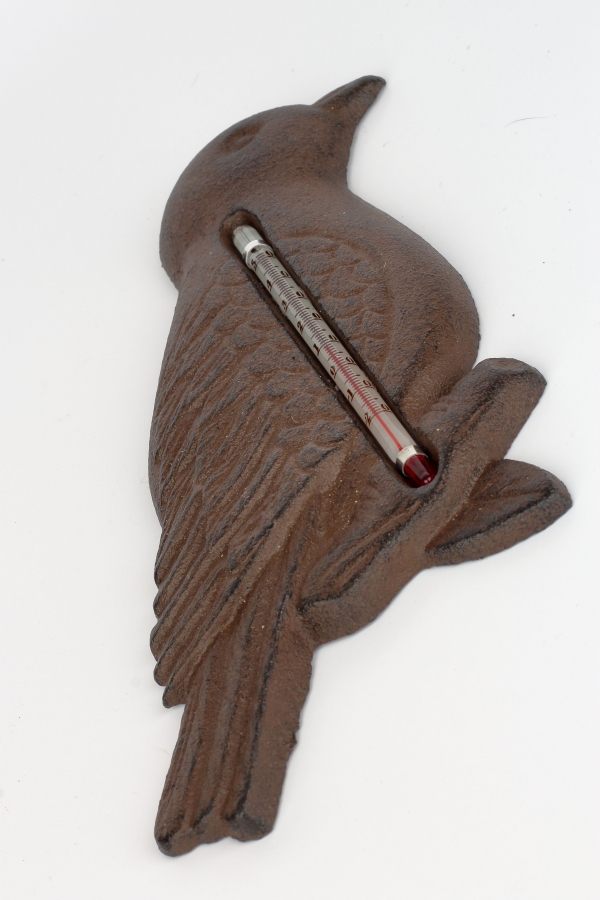 Teploměr kovový ptáček 13,5x21cm