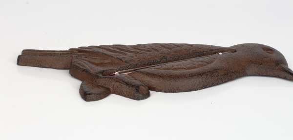 Teploměr kovový ptáček 13,5x21cm