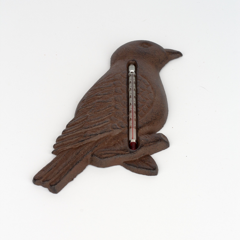 Teploměr kovový ptáček 13,5x21cm
