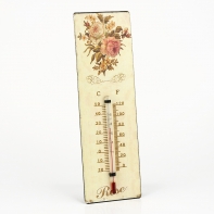 Teploměr kovový růže 8x25cm