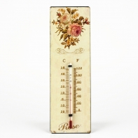 Teploměr kovový růže 8x25cm