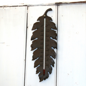 Teploměr venkovní litinový list 38x14cm