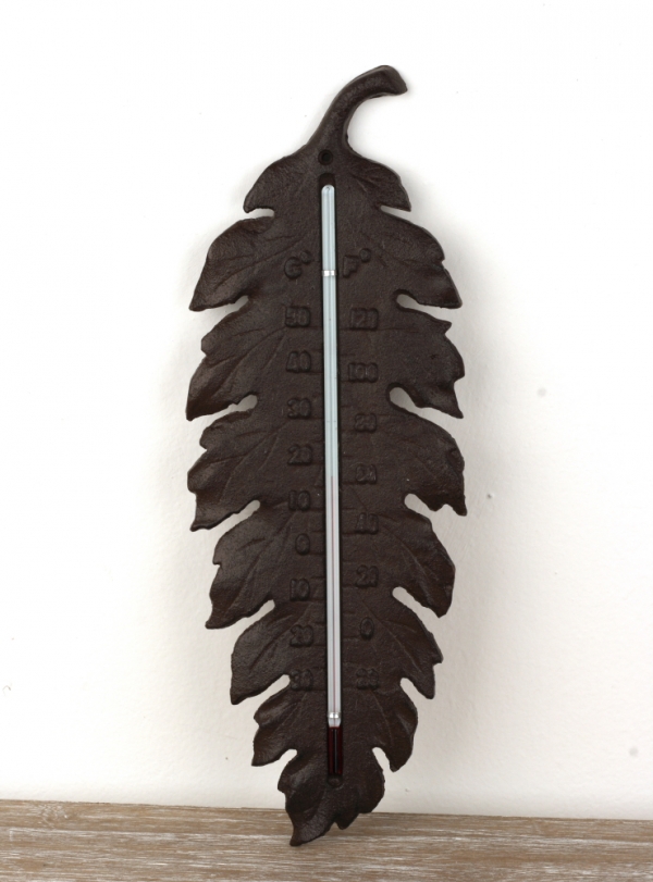 Teploměr venkovní litinový list 38x14cm