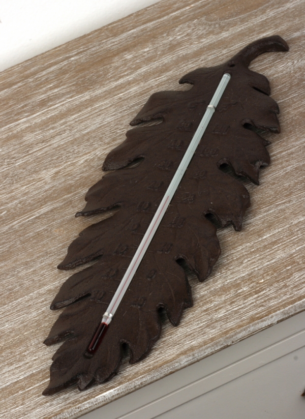 Teploměr venkovní litinový list 38x14cm