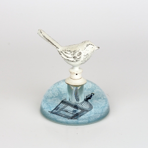 Těžítko s ptáčkem modré 8x10x10cm