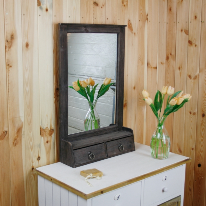 Toaletní zrcadlo v rámu se šuplíky 45x70cm