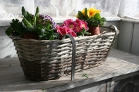 Truhlík na osázení / proutěný závěsný balkonový koš 54cm