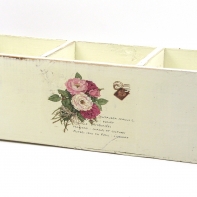 Truhlík na tři kytky Francie růže 34x12x10-21cm