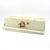 Truhlík na tři kytky Francie růže 34x12x10-21cm