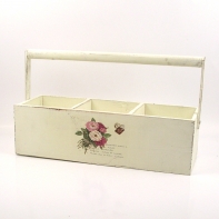 Truhlík na tři kytky Francie růže 34x12x10-21cm