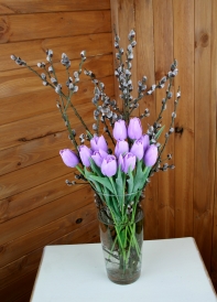 Tulipán fialový žíhaný 43cm