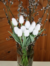 Tulipán sněhově bílý 43cm