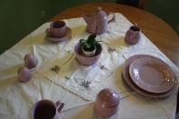 Ubrus s výšivkou a krajkou 41x32cm