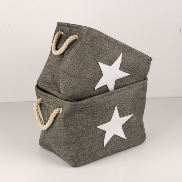 Úložné textilní koše bílá hvězda (sada 2ks) 30/33cm