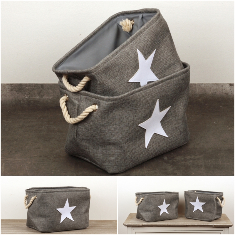 Úložné textilní koše bílá hvězda (sada 2ks) 30/33cm