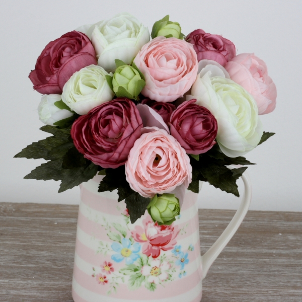 Umělá kytice blatouchů růžová 22cm