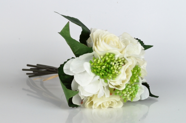 Umělá kytice růží a hortenzií 29cm