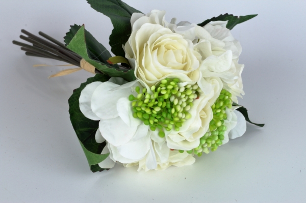 Umělá kytice růží a hortenzií 29cm