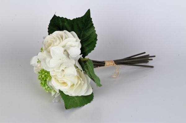 Umělá kytice růží a hortenzií 29cm