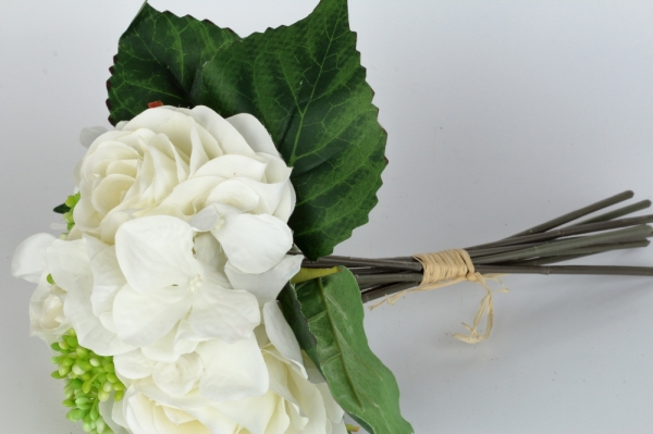 Umělá kytice růží a hortenzií 29cm