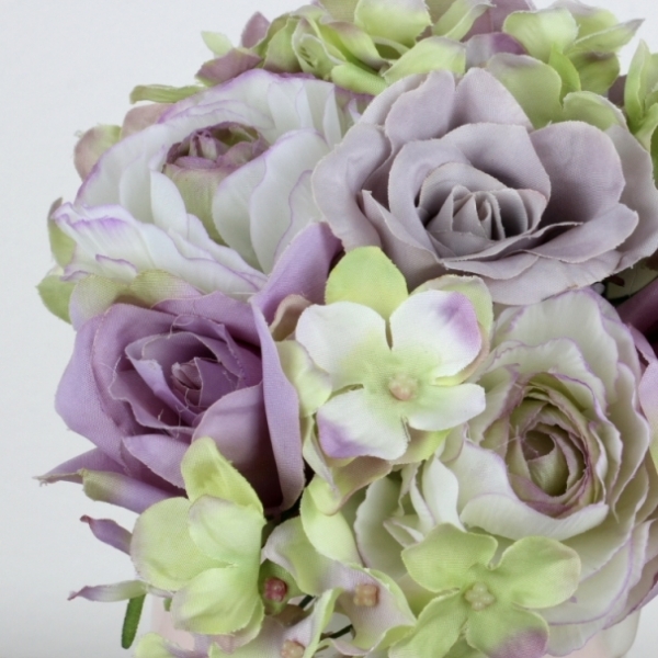 Umělá kytice růží fialová 20cm