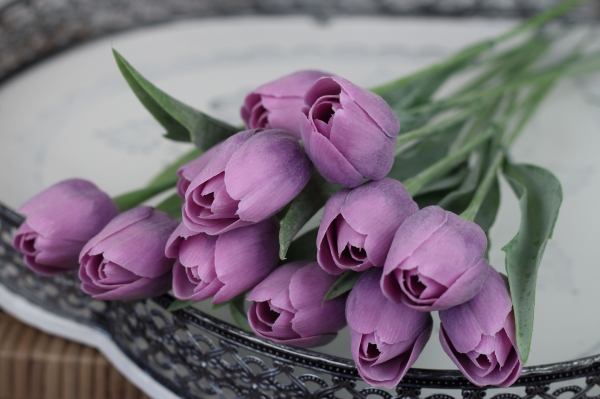 Umělé tulipány fialové 43cm