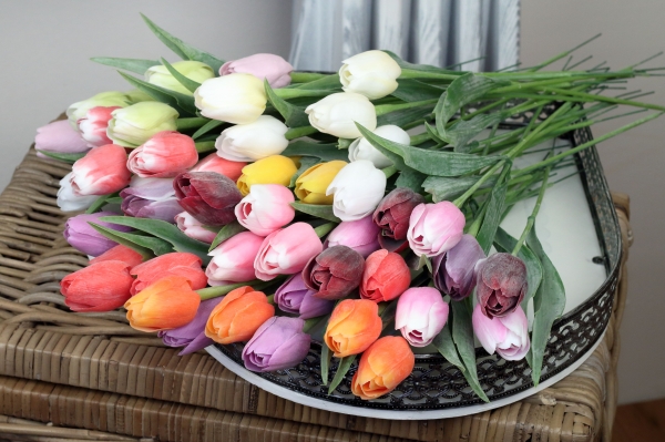 Umělé tulipány fialové 43cm