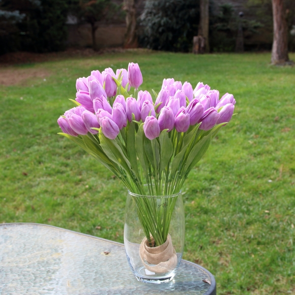 Umělé tulipány jako živé - fialová 40cm