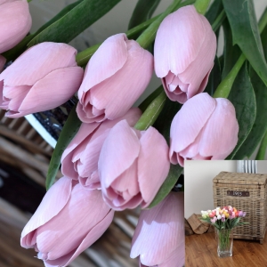 Umělé tulipány pastelově růžové 43cm