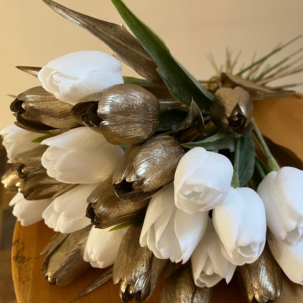 Umělé tulipány - zlaté barvy 43cm