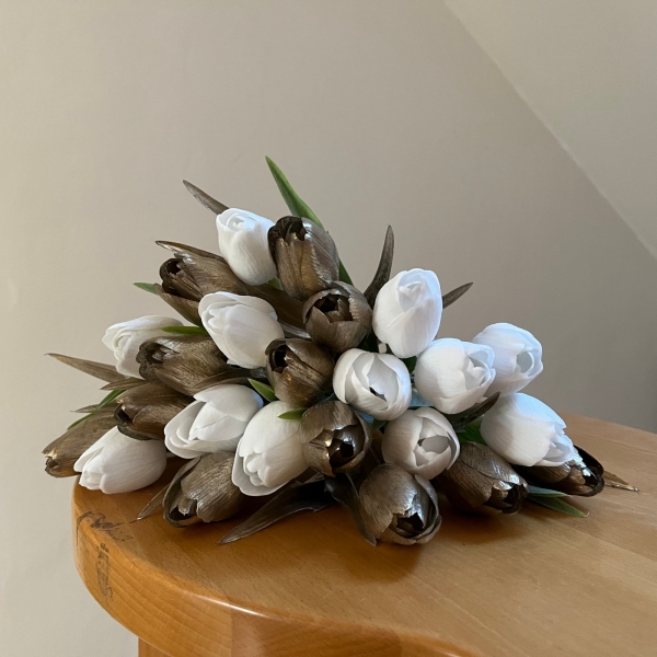 Umělé tulipány - zlaté barvy 43cm