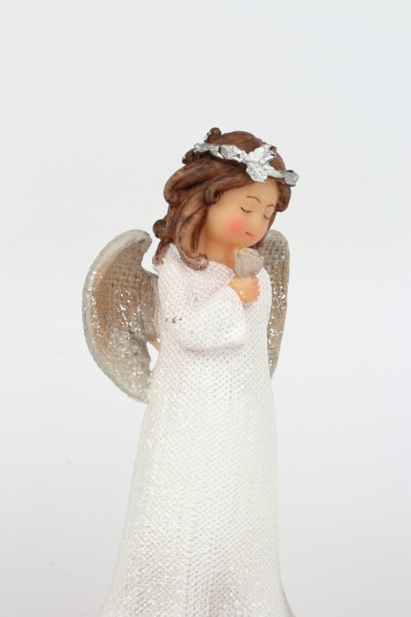 Vánoční anděl s růží 14cm