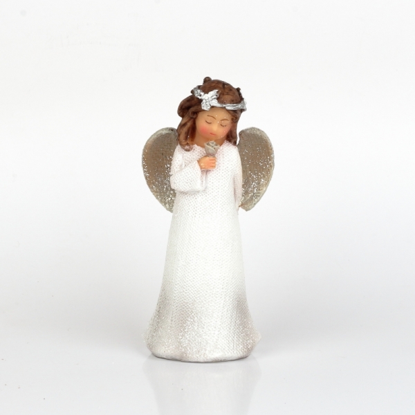 Vánoční anděl s růží 14cm