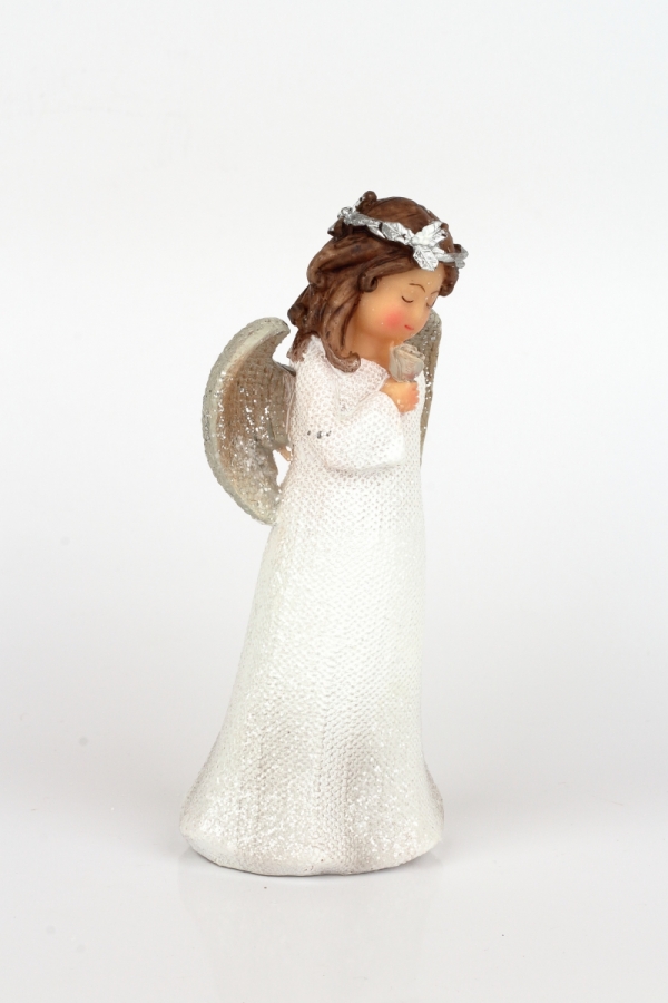 Vánoční anděl s růží 14cm